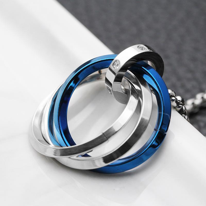 Three Rings Simple Titanium Steel Necklace