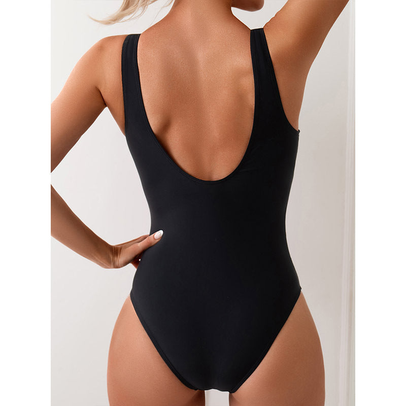 Sports Sports Swimsuit Color Matching One-piece Backless European And American Style